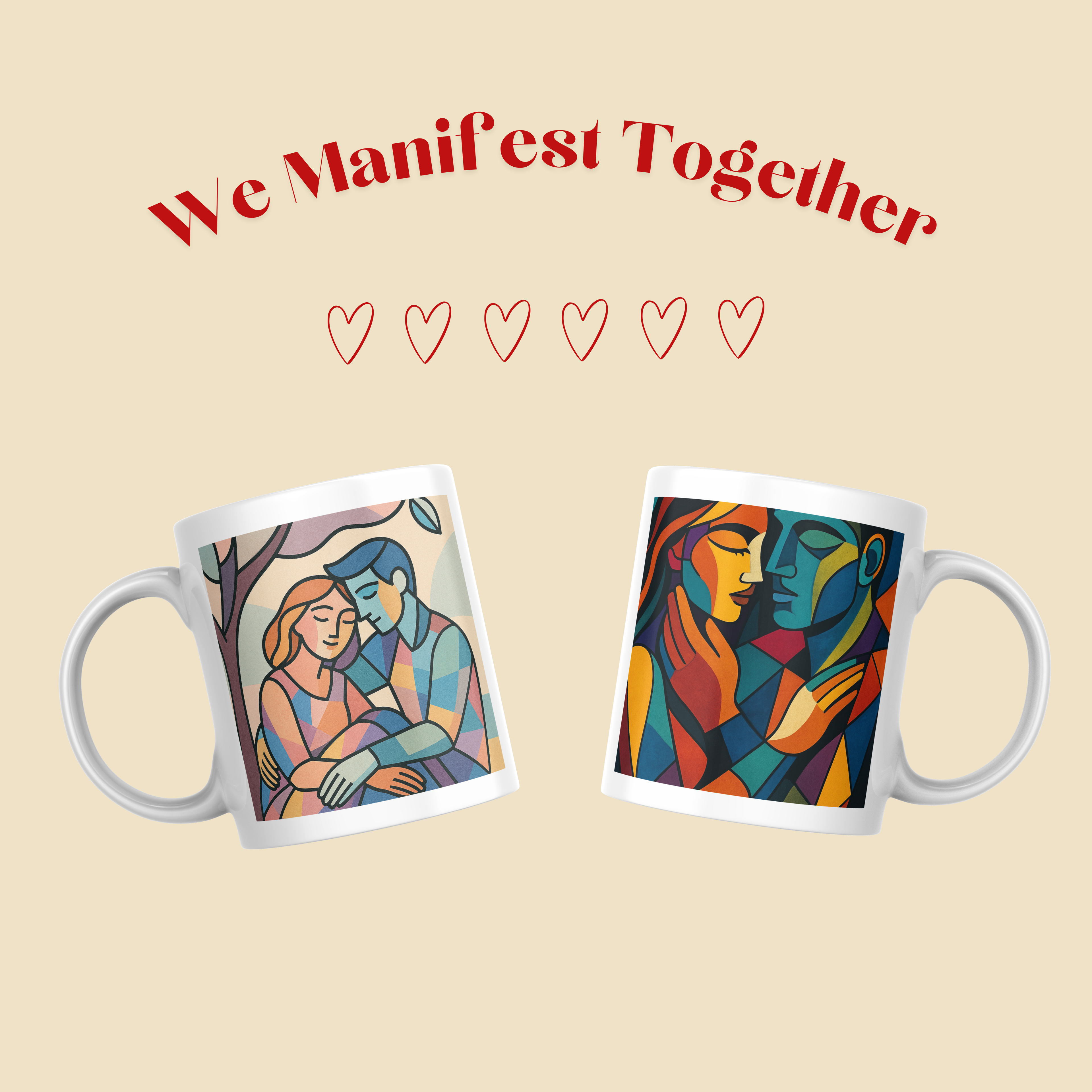 Cubist Love – Matching Couple Mug Set